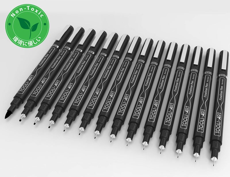 TOOLI-ART Micro-Line 14 Pens With Case, Fineliner, Multiliner, Archival Ink, Waterproof, Journaling, Illustration, Architecture, Technical Drawing, Outlining, Scrapbooking, Manga, Writing, Rock Painting Black - Image 5